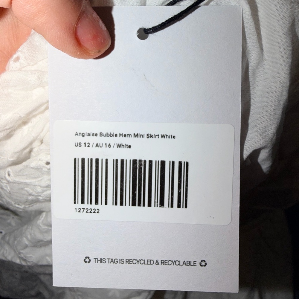 PRINCESS POLLY Anglaise Bubble Hem Mini Skirt White Size 12 Brand New Women’s - Picture 5 of 9